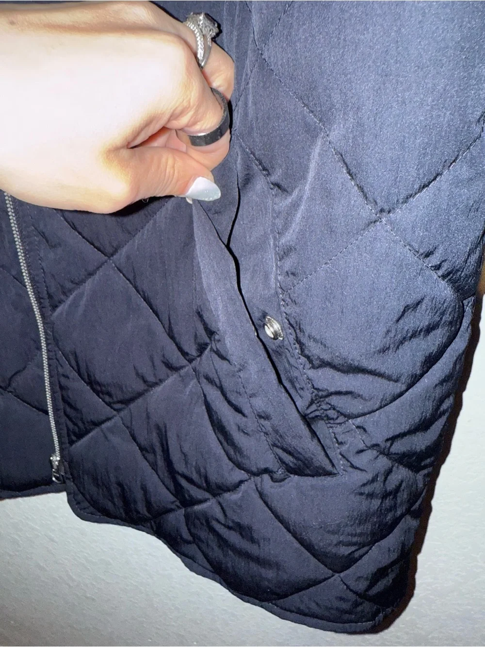 H&M Quilted Bomber Jacket in Navy NWOT Size L